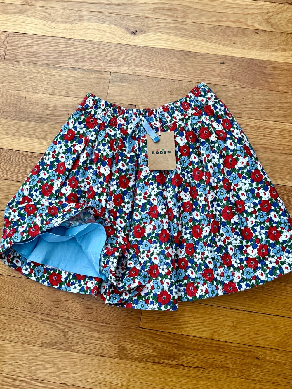 NWT Mini Boden 7-8Y Liberty Floral Print Fully-Lined Twirly Cord Skirt